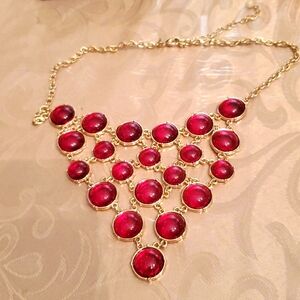Shimmering red jeweled necklace